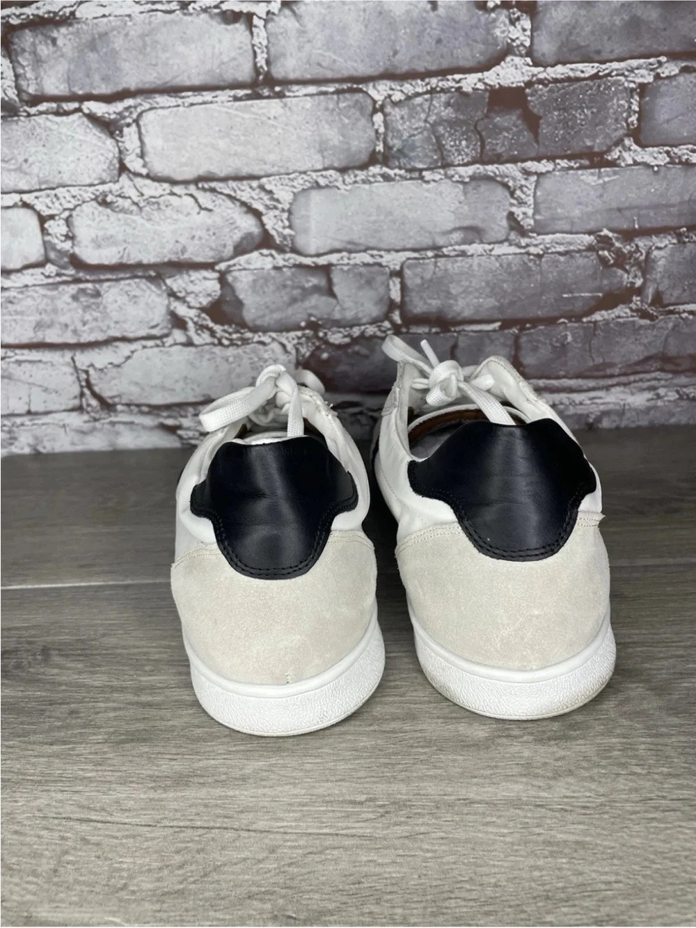 Aquatalia Biagio White Gray Suede Leather Low Lace Sneakers Men Sz 12M US/46EU